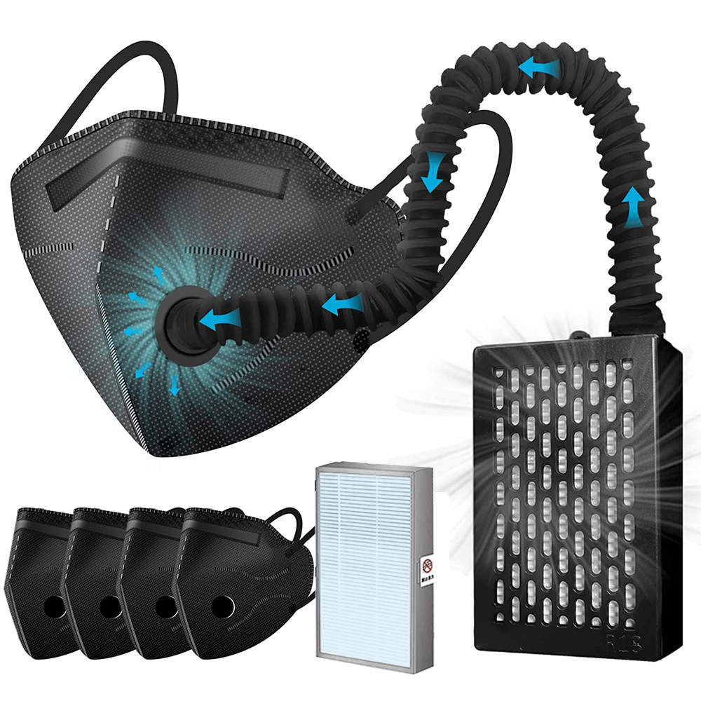 Woodworking Respirator - Masque électrique KN95 avec ventilateur, supporter