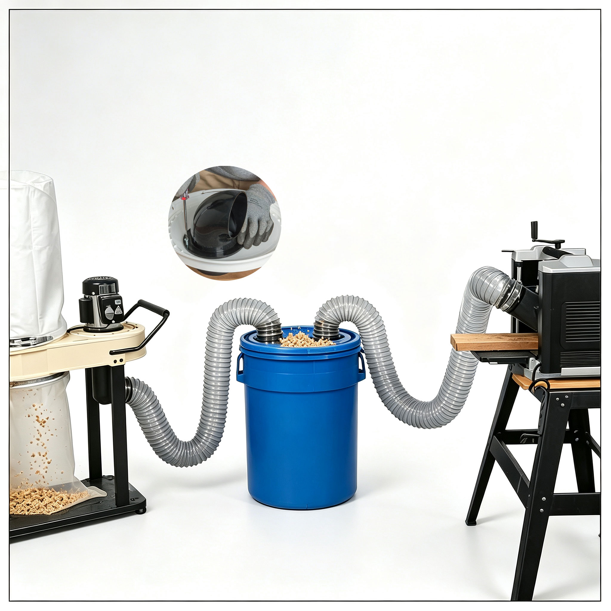 Vacuum Woodworking - Adaptateur coudé de 100 mm pour
